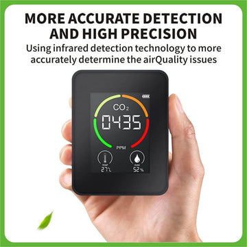Air Quality Meter with Colorful LCD Display, 3-in-1 Carbon Dioxide Detector with Temperature, Humidity for Home Office Car (Container Product Without Box) - Imported from UK